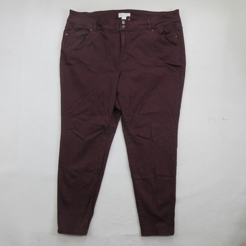 Lane Bryant Women Jeans 24 Plus High Rise Skinny Flex Magic Waistband Burgundy